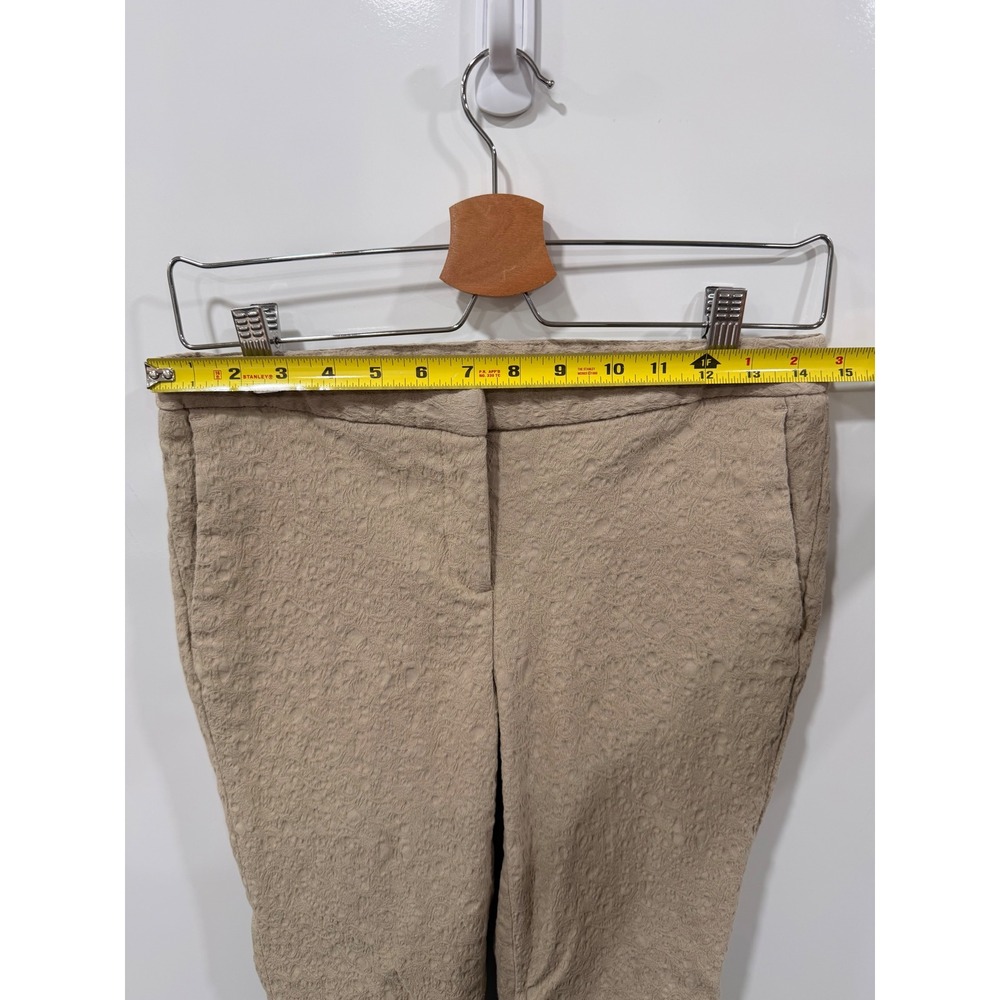 Cynthia Rowley Tan Textured Jacquard Slim Ankle Pants Womens Sz 4 Beige Stretch - Picture 6 of 10